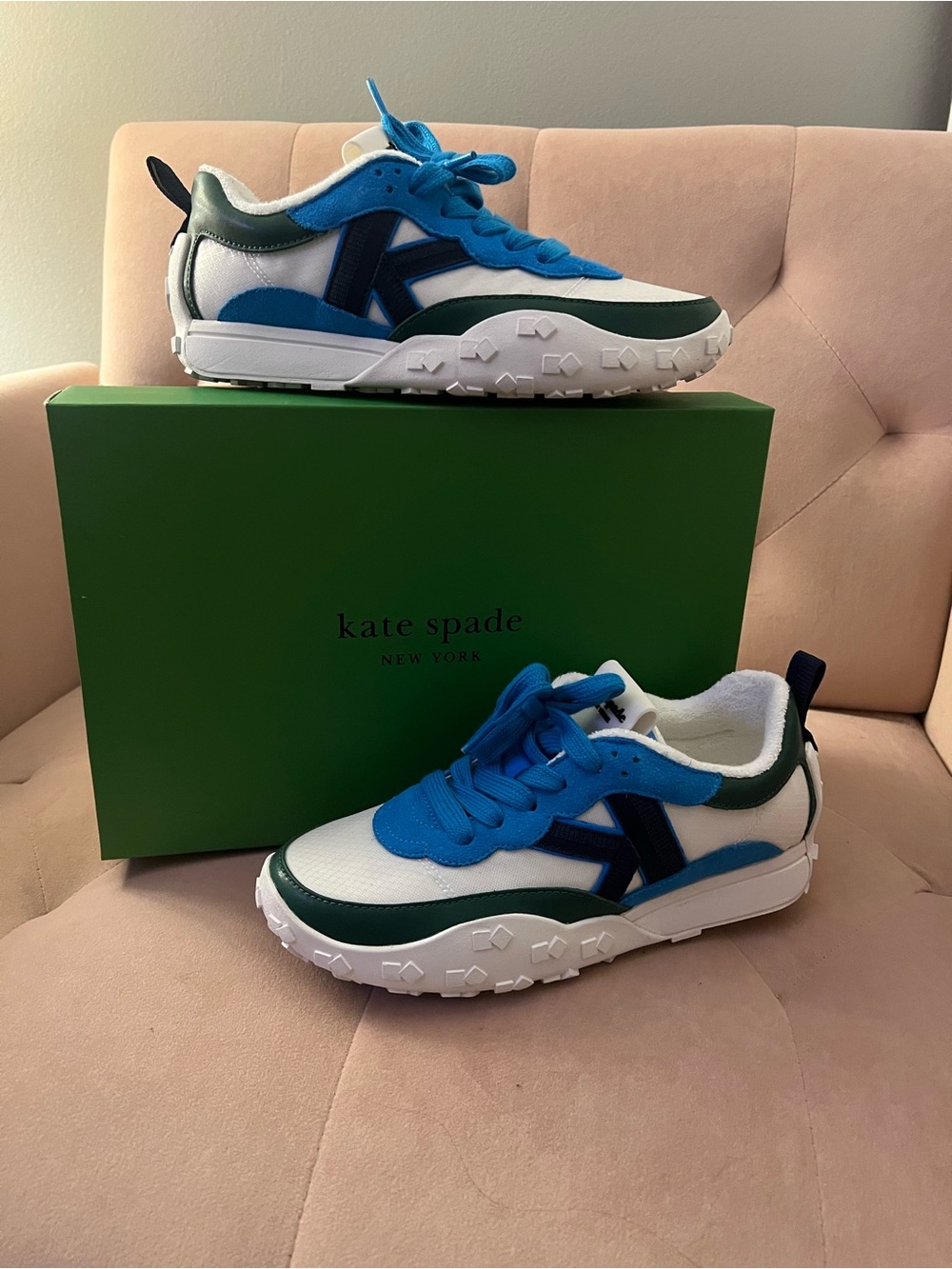 kate spade White, Blue & Green Sport Sneakers